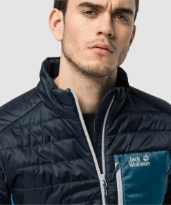 Coupon ✨ Randonnee Pedestre Homme Jack Wolfskin Doudoune Jack Wolfskin Routeburn BLEU 🔥