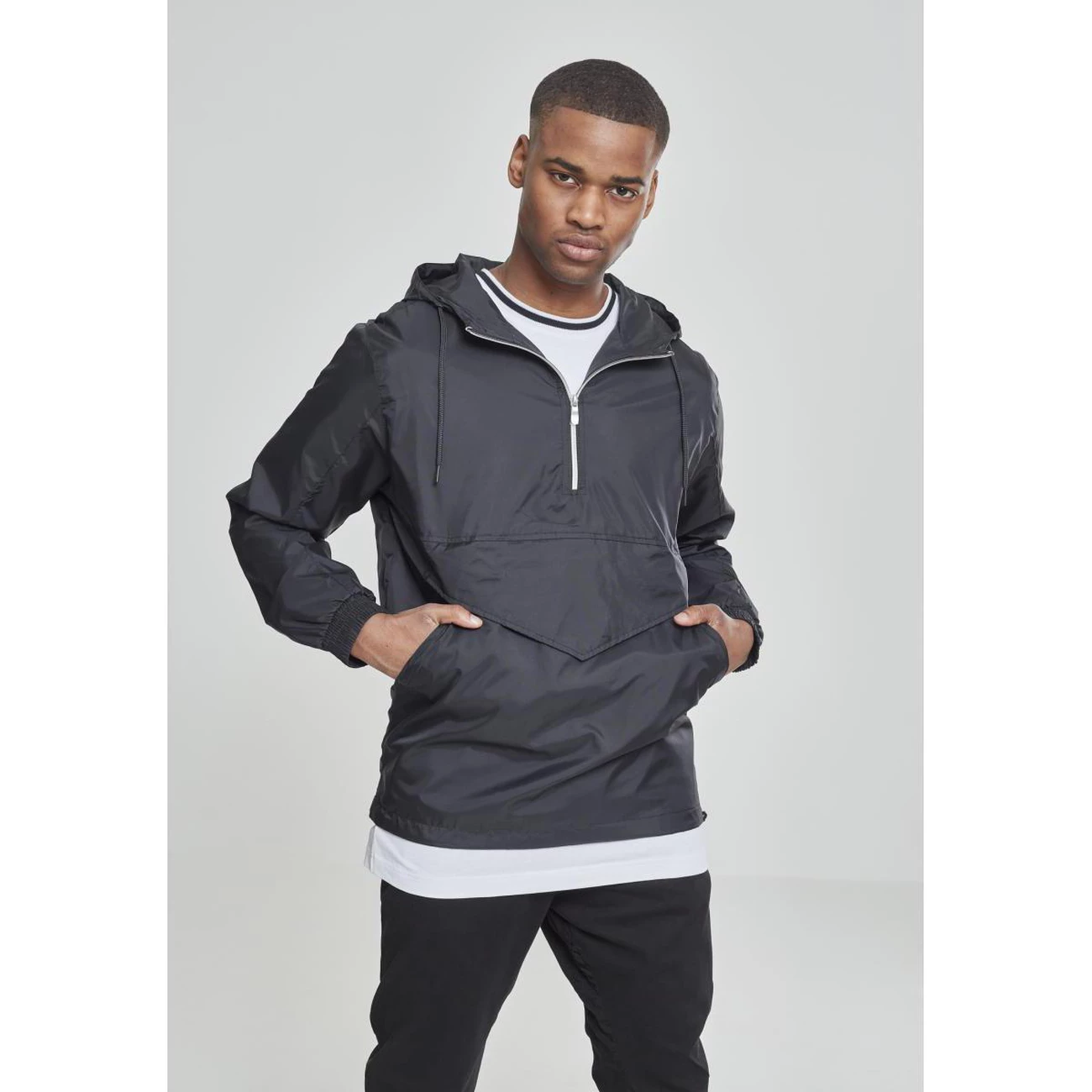 Meilleure vente 😉 Mode- Lifestyle Homme Urban Classics Coupe Vent Urban Classic Pull Basic NOIR 👍 3 Meilleure vente 😉 Mode- Lifestyle Homme Urban Classics Coupe Vent Urban Classic Pull Basic NOIR 👍 – Image 3