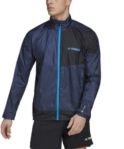 Budget 😀 Course A Pied Homme Adidas Veste Imperméable Adidas Terrex Trail BLEU ⌛
