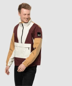 Nouveau 🔔 Randonnee Pedestre Homme Jack Wolfskin Veste Imperméable Jack Wolfskin 365 Fearless Overhead ROUGE 🛒